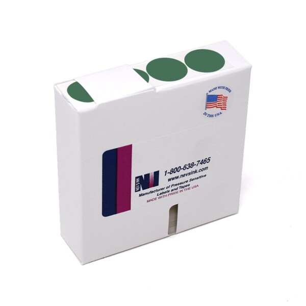 1-1/4" Color Coding Dots Dk Green - Roll Form